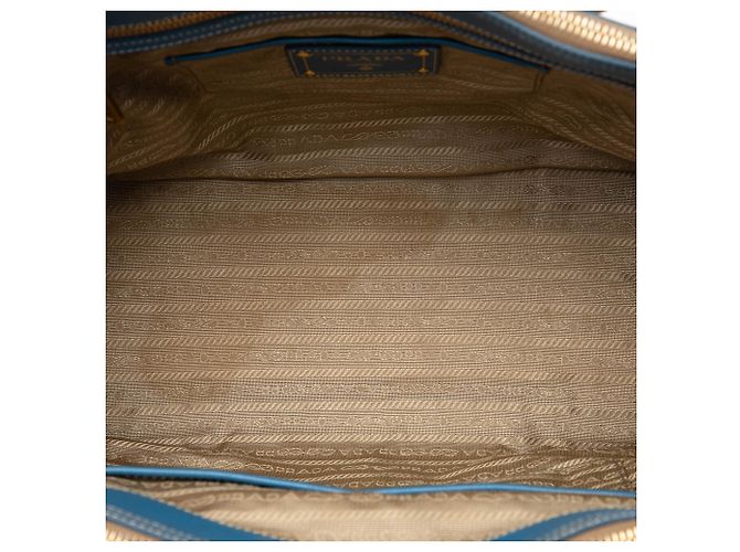Bolsa Prada em lona Canapa com logo, zíper duplo e acabamento em couro Saffiano marrom Castanho claro - vista 4