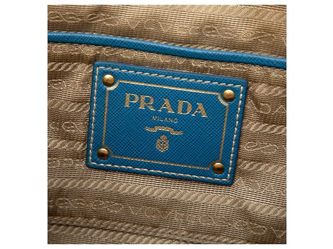 Bolsa Prada em lona Canapa com logo, zíper duplo e acabamento em couro Saffiano marrom Castanho claro - vista 5