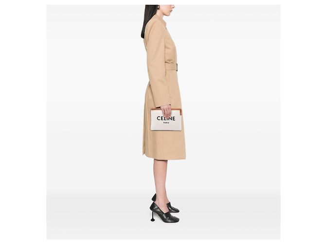 Céline Bolso de mano Celine Large de lona con logo marrón Castaño Beige - vista 6