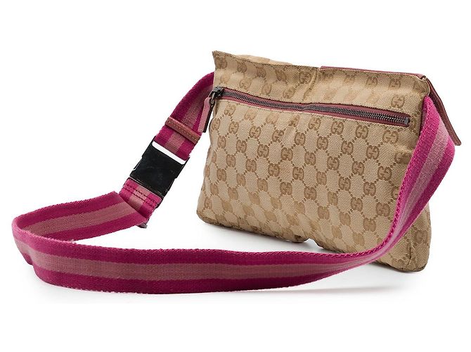 Borsa cintura Gucci Beige GG Canvas Web con doppia tasca - vista 2