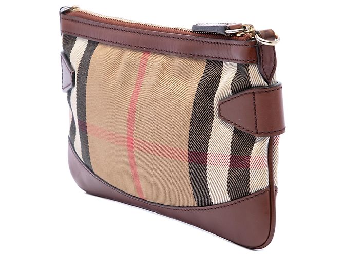 Burberry Beige House Check Canvas Bridle Peyton Crossbody - vista 2