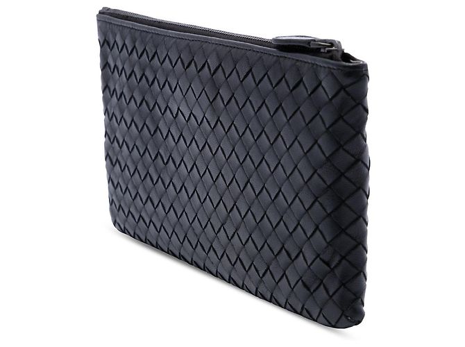Pouch con zip Bottega Veneta in nappa Intrecciato nera Nero - vista 2