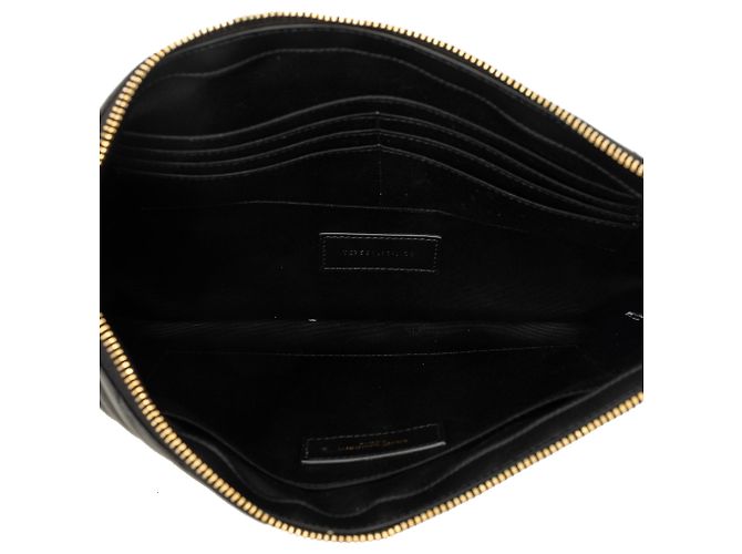 Autre Marque Portadocumenti Cassandre Saint Laurent in pelle di vitello chevron nera Nero - vista 4