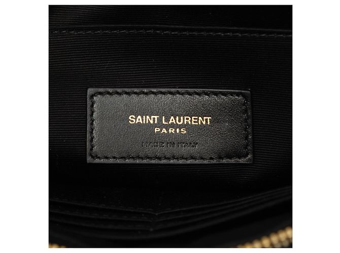 Autre Marque Portadocumenti Cassandre Saint Laurent in pelle di vitello chevron nera Nero - vista 5