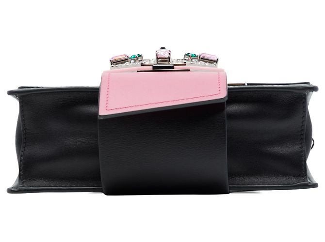 Ribbon Borsa Prada in pelle di vitello City nera con nastro e cristalli Nero - vista 3