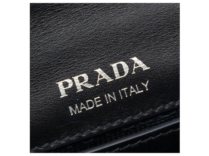Ribbon Borsa Prada in pelle di vitello City nera con nastro e cristalli Nero - vista 5