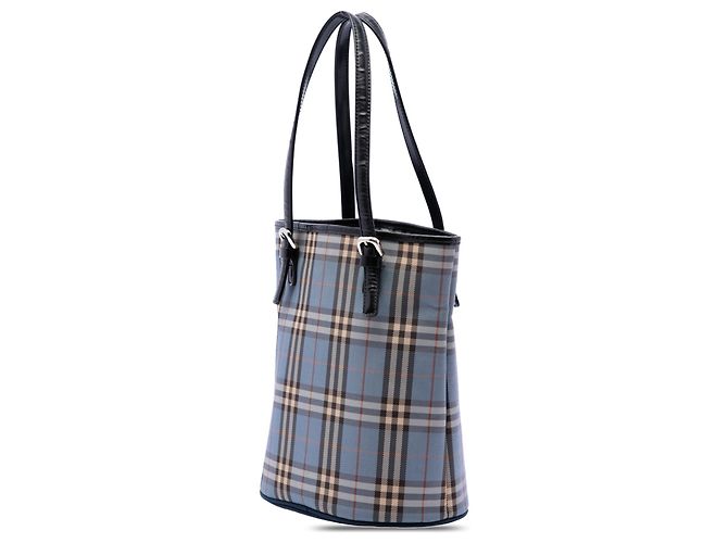 Borsa bucket Burberry in nylon Blue House Check Blu chiaro - vista 2