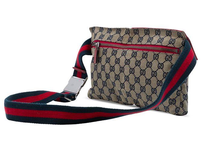 Borsa a cintura Gucci Beige GG Canvas Web con doppia tasca - vista 2