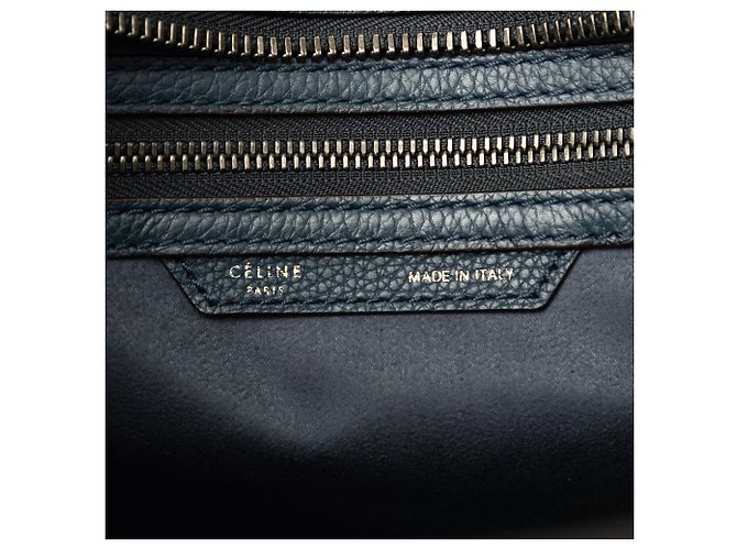 Céline Celine Luggage Tote Micro aus blauem genarbtem Kalbsleder Dunkelblau - vista 5