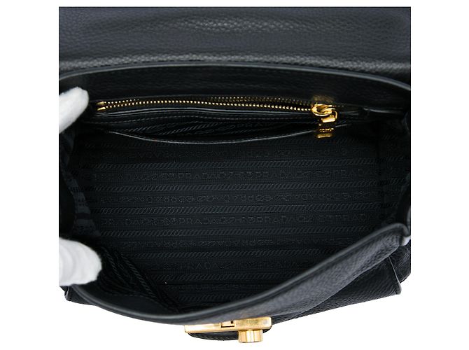 Borsa Satchel Prada Black Vitello Daino Soundlock Nero - vista 4