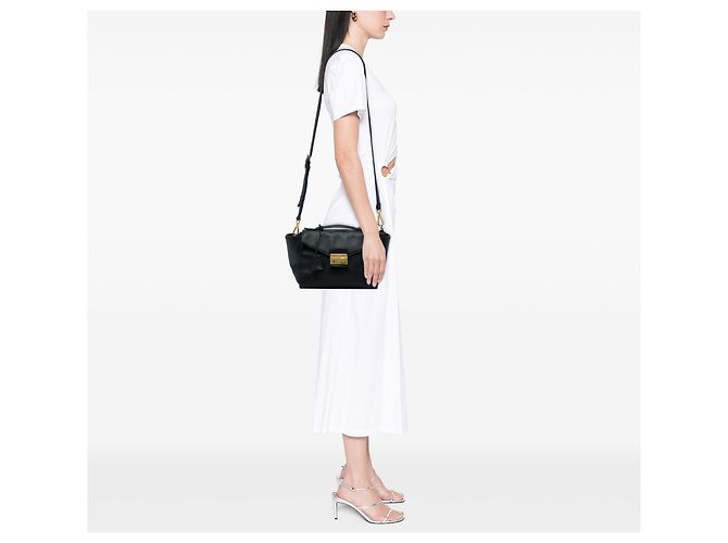 Borsa Satchel Prada Black Vitello Daino Soundlock Nero - vista 5