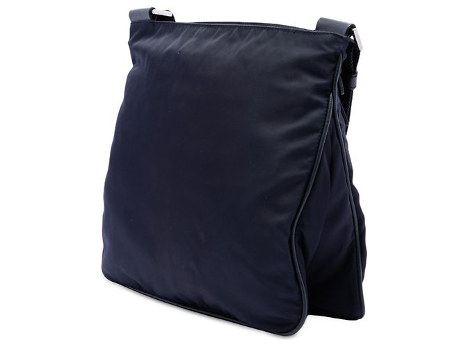 Borsa a tracolla Prada in Tessuto blu con rifiniture in Saffiano e chiusura a zip Blu navy - vista 2