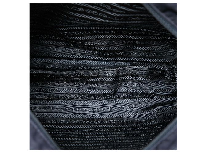 Borsa a tracolla Prada in Tessuto blu con rifiniture in Saffiano e chiusura a zip Blu navy - vista 4