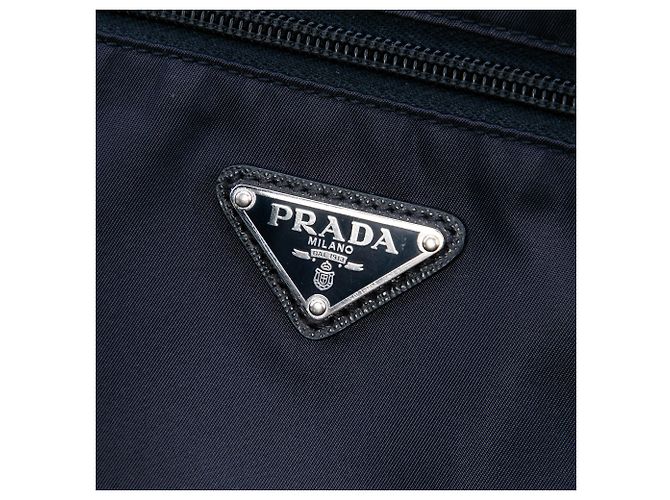 Borsa a tracolla Prada in Tessuto blu con rifiniture in Saffiano e chiusura a zip Blu navy - vista 5