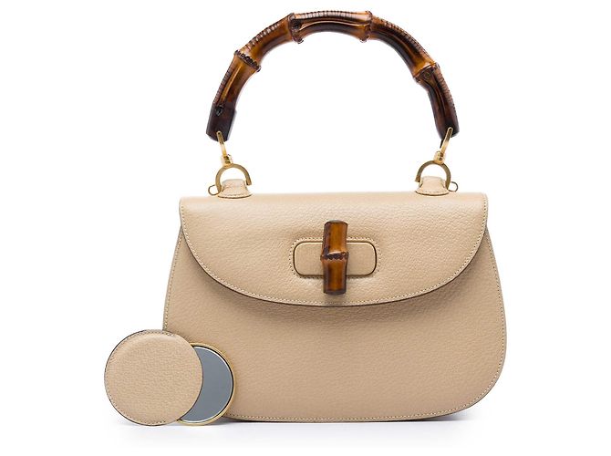 Gucci Beige Grained Calfskin Bamboo Night - vista 7