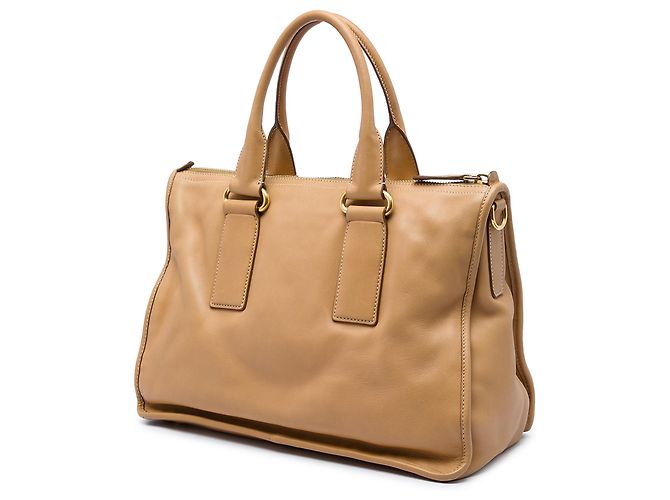 Borsa Satchel Prada in vitello morbido marrone Cammello - vista 2