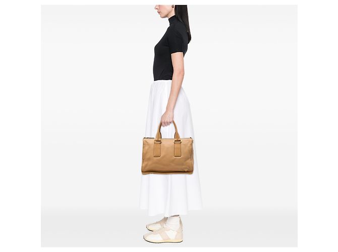 Borsa Satchel Prada in vitello morbido marrone Cammello - vista 6