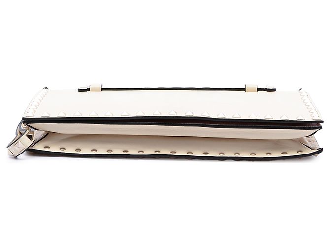 Clutch a patta Rockstud in pelle bianca Valentino Bianco - vista 3