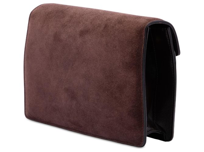Gucci Borsa Crossbody Small Suede GG Ring Torchon Marrone Marrone scuro - vista 2