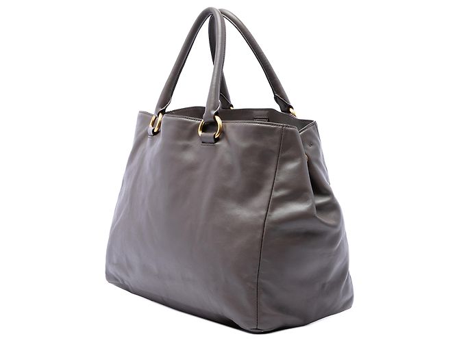 Prada Tote convertible aperto con zip anteriore in vitello morbido grigio Marrone - vista 2