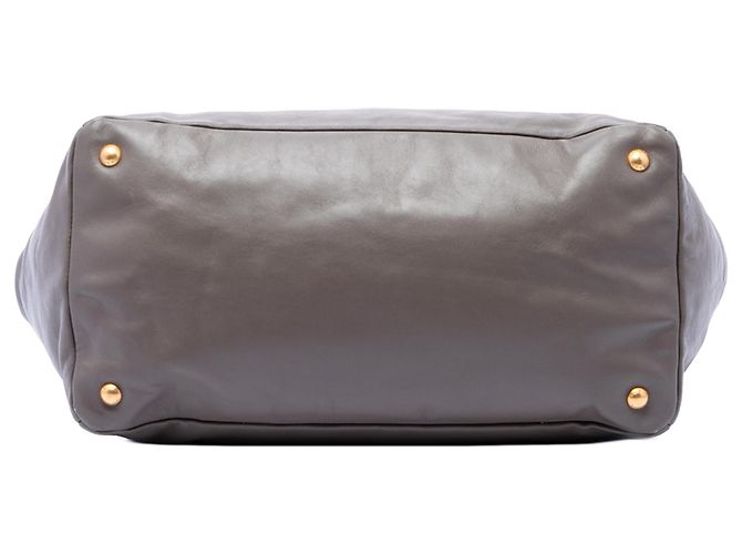 Prada Tote convertible aperto con zip anteriore in vitello morbido grigio Marrone - vista 3