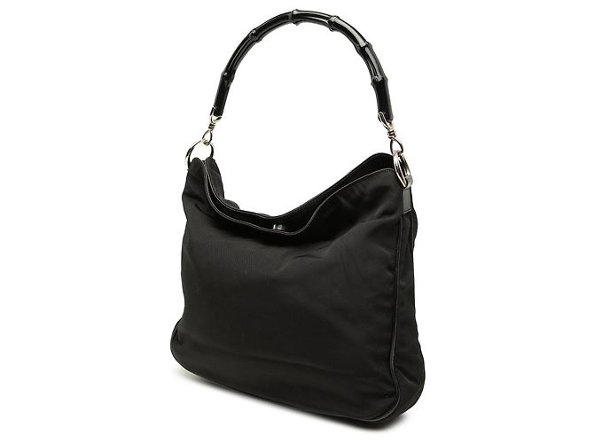 Bamboo Borsa Satchel Gucci in nylon nero con bambù - vista 2