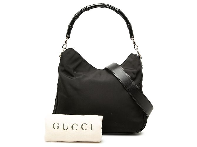Bamboo Borsa Satchel Gucci in nylon nero con bambù - vista 7