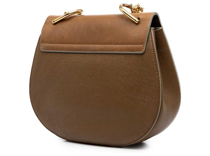 Chloé Drew Crossbody in pelle di vitello liscia e grana marrone Small - vista 2