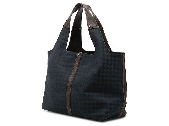 Sac cabas Bottega Veneta Blue Canvas Intrecciato Bleu Bleu Marine - vue 2