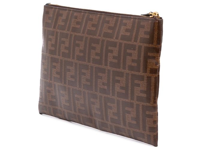 Clutch Fendi Brown Zucca Coated Canvas Marrone - vista 2