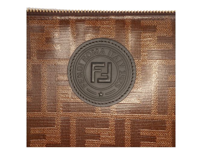 Clutch Fendi Brown Zucca Coated Canvas Marrone - vista 6