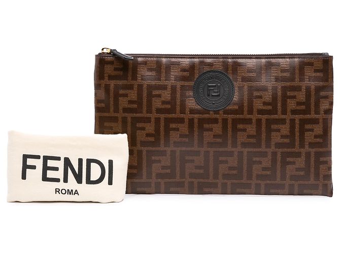 Clutch Fendi Brown Zucca Coated Canvas Marrone - vista 8