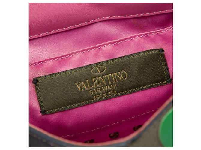 Borsa a tracolla Rockstud con patta in nappa verde e tela camouflage Valentino Verde oliva - vista 5