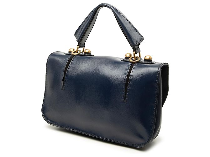 Borsa Satchel Fendi F3 Secret Code in vernice testurizzata blu Blu navy - vista 2