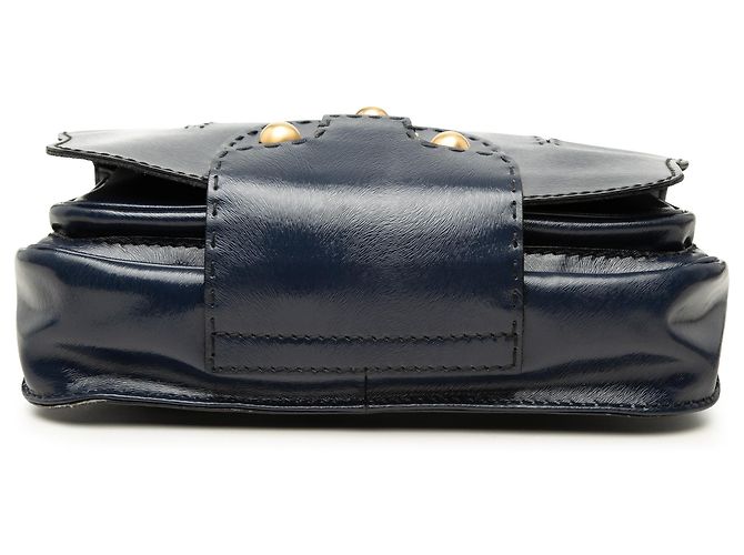 Borsa Satchel Fendi F3 Secret Code in vernice testurizzata blu Blu navy - vista 3