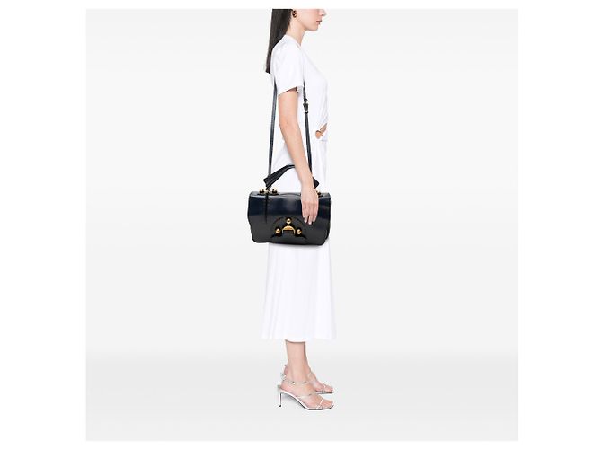 Borsa Satchel Fendi F3 Secret Code in vernice testurizzata blu Blu navy - vista 6