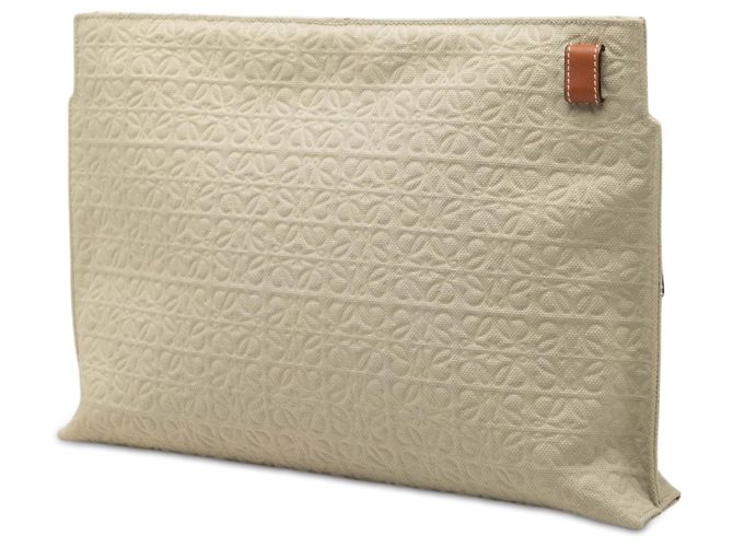 Clutch LOEWE Beige Anagram Canvas Repeat T - vista 2