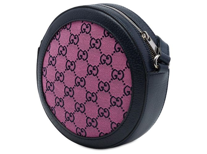 Borsa a tracolla rotonda retro Gucci in tela GG rosa - vista 2