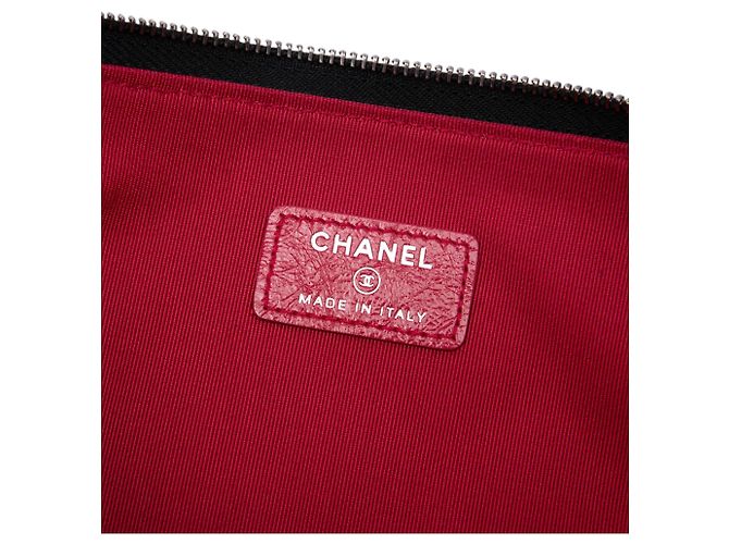 Clutch Chanel Gabrielle O Case in Tweed Blu e Vitello Ricamato, Large - vista 5