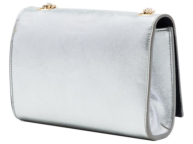 Autre Marque Saint Laurent Silver Small Metallic Calfskin Monogram Kate Tassel Crossbody Argenté - vue 2