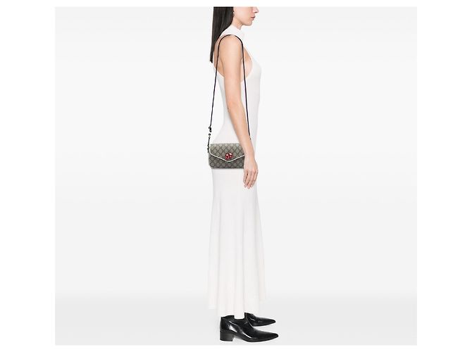 Gucci Mini Borsa a Tracolla Dice GG Supreme Beige - vista 5