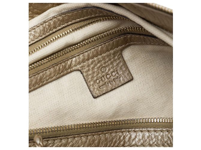 Bamboo Borsa Tote convertibile Bella Gucci in vitello metallizzato oro D'oro - vista 5