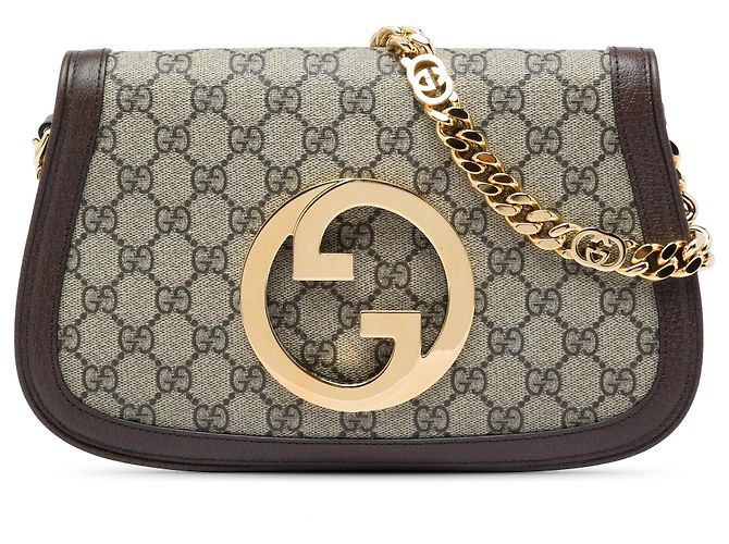 Borsa Gucci Beige Small GG Supreme Blondie Chain Satchel - vista 7