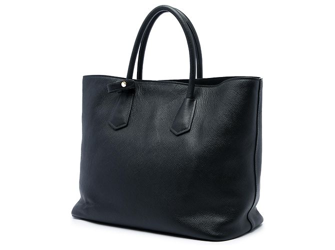 Prada Convertible Tote aus schwarzem Saffiano-Leder mit Fronttasche - Ansicht 2