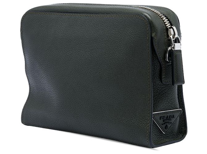 Bolsa crossbody Prada em couro granulado marrom Caqui - vista 2