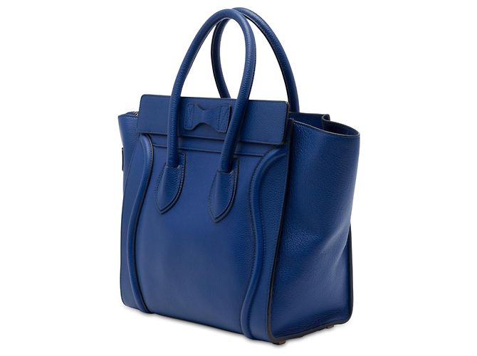 Céline Celine Bolso Luggage Micro de piel de ternera granulada azul - vista 2