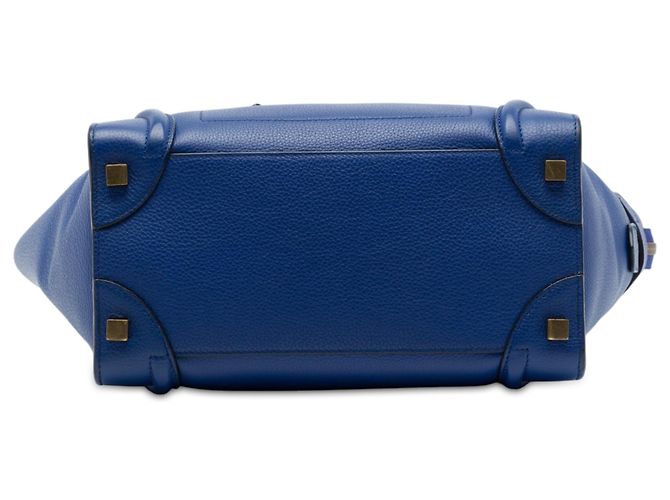 Céline Celine Bolso Luggage Micro de piel de ternera granulada azul - vista 3