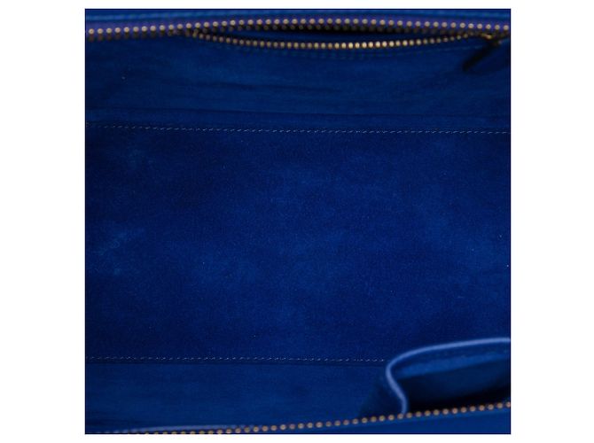 Céline Celine Bolso Luggage Micro de piel de ternera granulada azul - vista 4