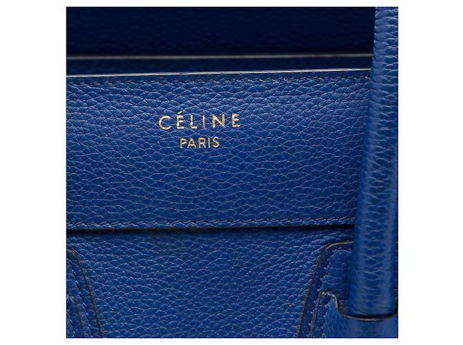 Céline Celine Bolso Luggage Micro de piel de ternera granulada azul - vista 5
