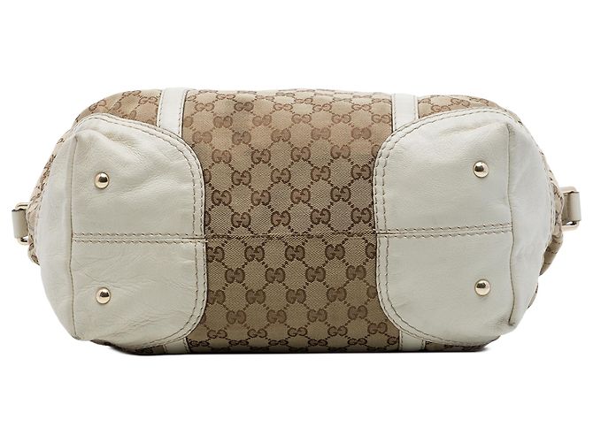 Borsa Boston Gucci in tela GG beige con Horsebit e borchie - vista 3